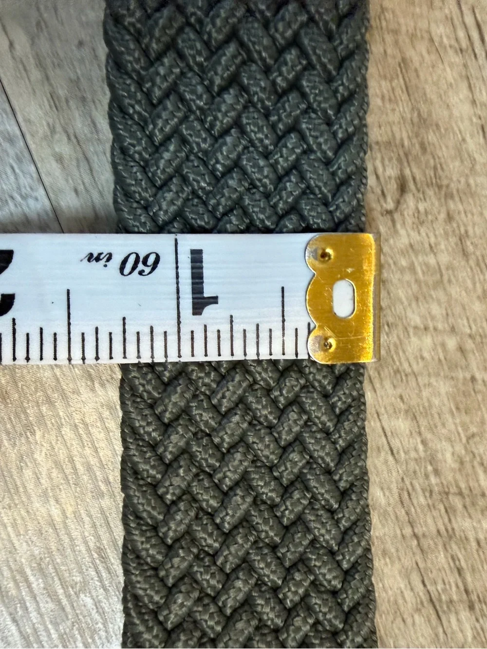 Olive Green Woven Men's Belt with Leather (Look?)Trim